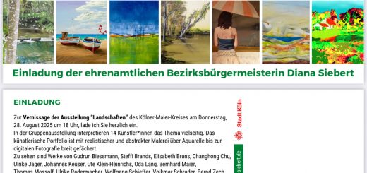 Einladung Kunstausstellung im Bezirksrathaus Nippes am 28.8.2025